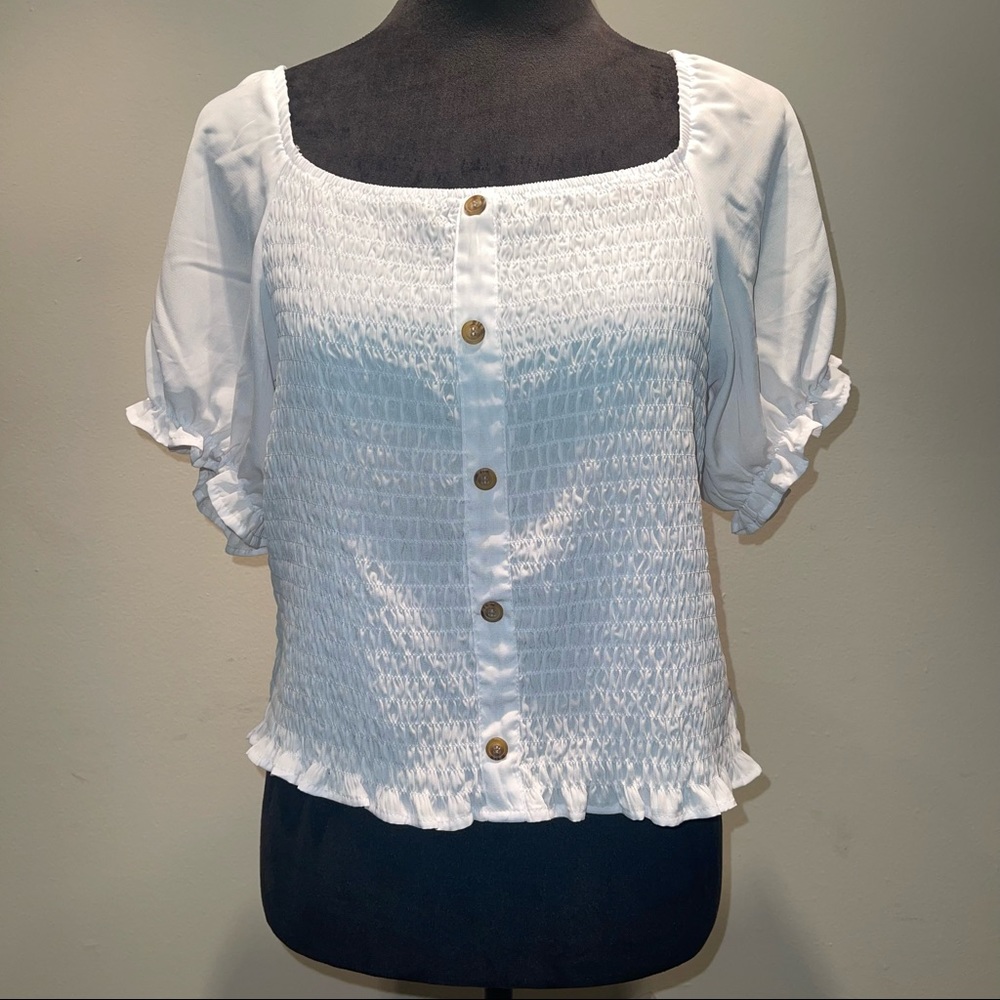 White Ruffle Top